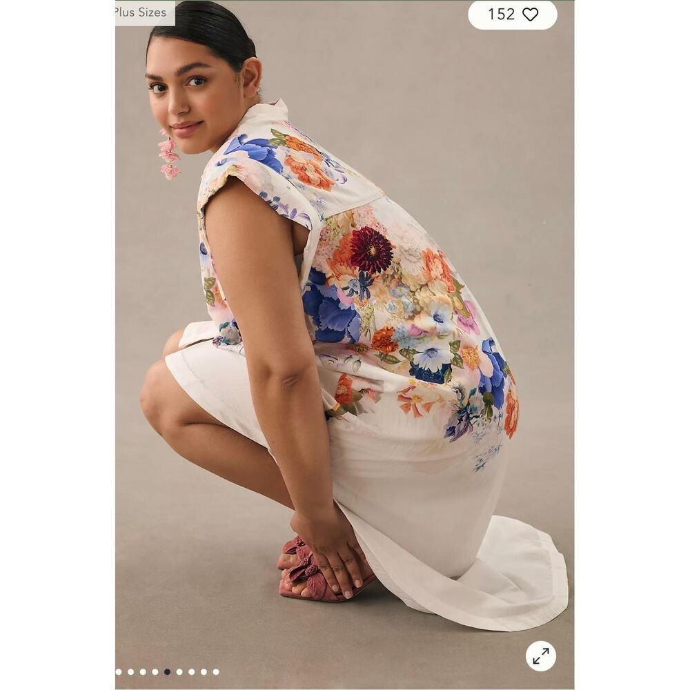 NWT❤️Anthro Maeve Floral High-Low Shirt Dress szM - Picture 9 of 11